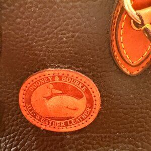 Vintage Dooney & Bourke Small Black Pebbled Leather Satchel | Tan Trim | Classic